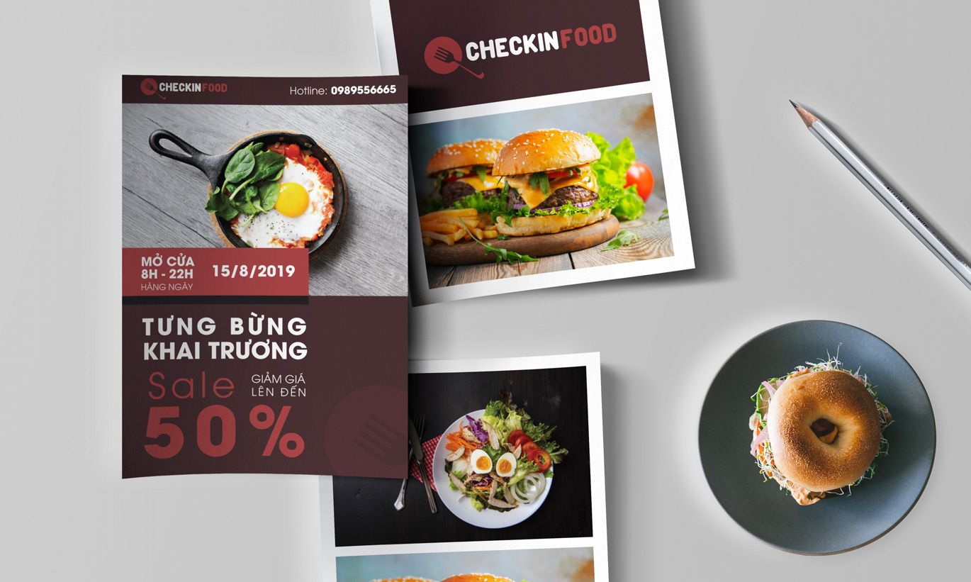 thiết kế tờ rơi checkin food 1